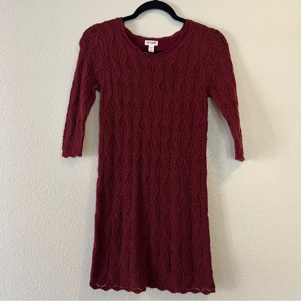 Girl's Size Large (10/12) Cat & Jack Burgundy Lined Sweater Dress